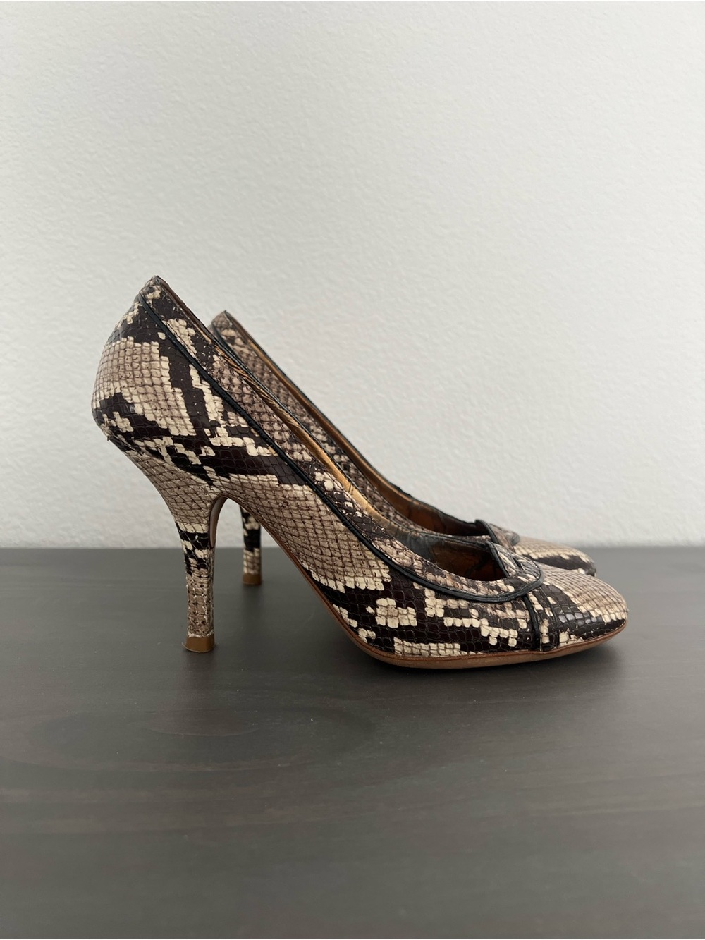 Fornarina Leather Snake-Print Heels